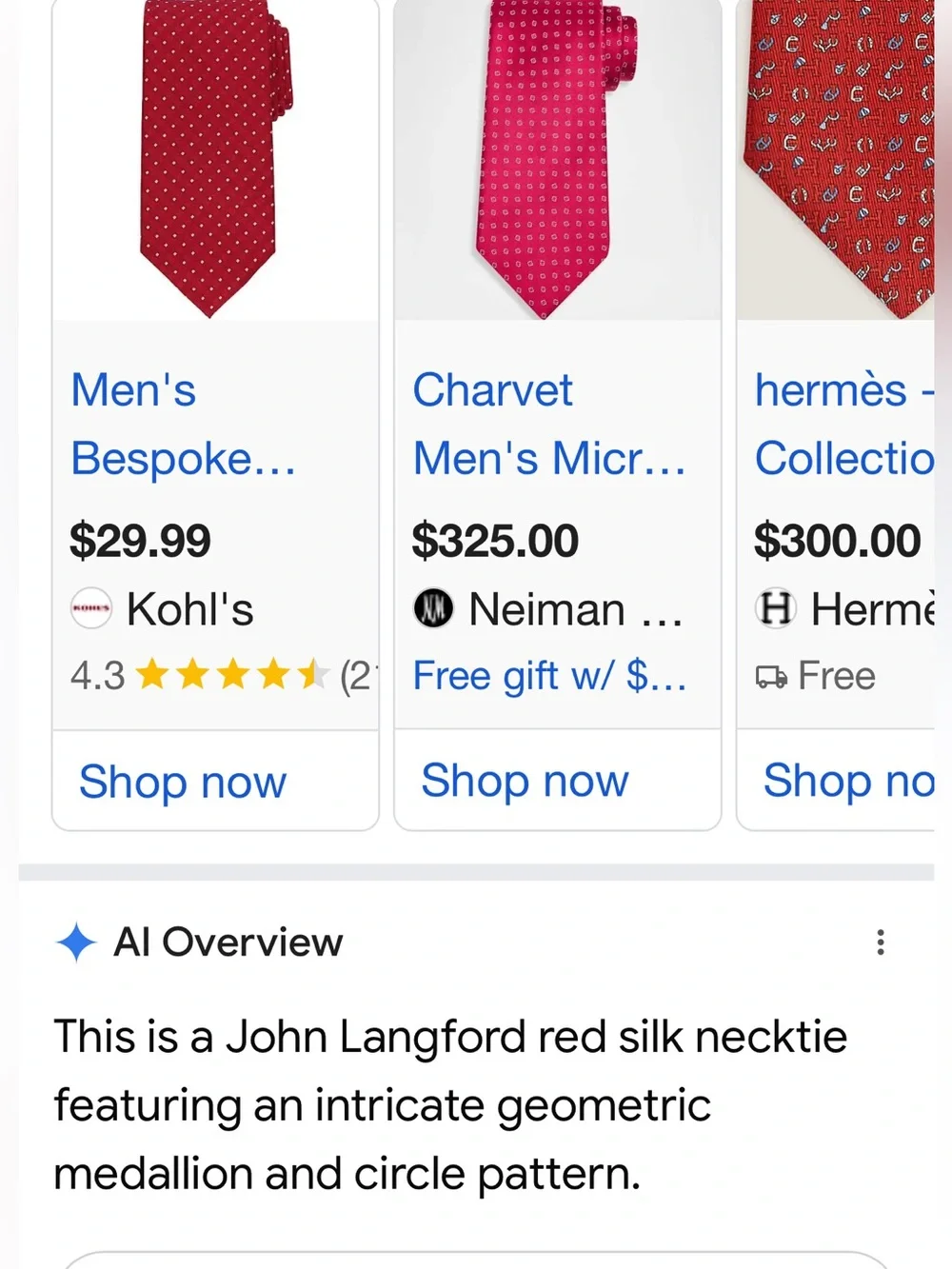 #3,006** John Langford London: Red Micro-Flower Pattern Silk Tie